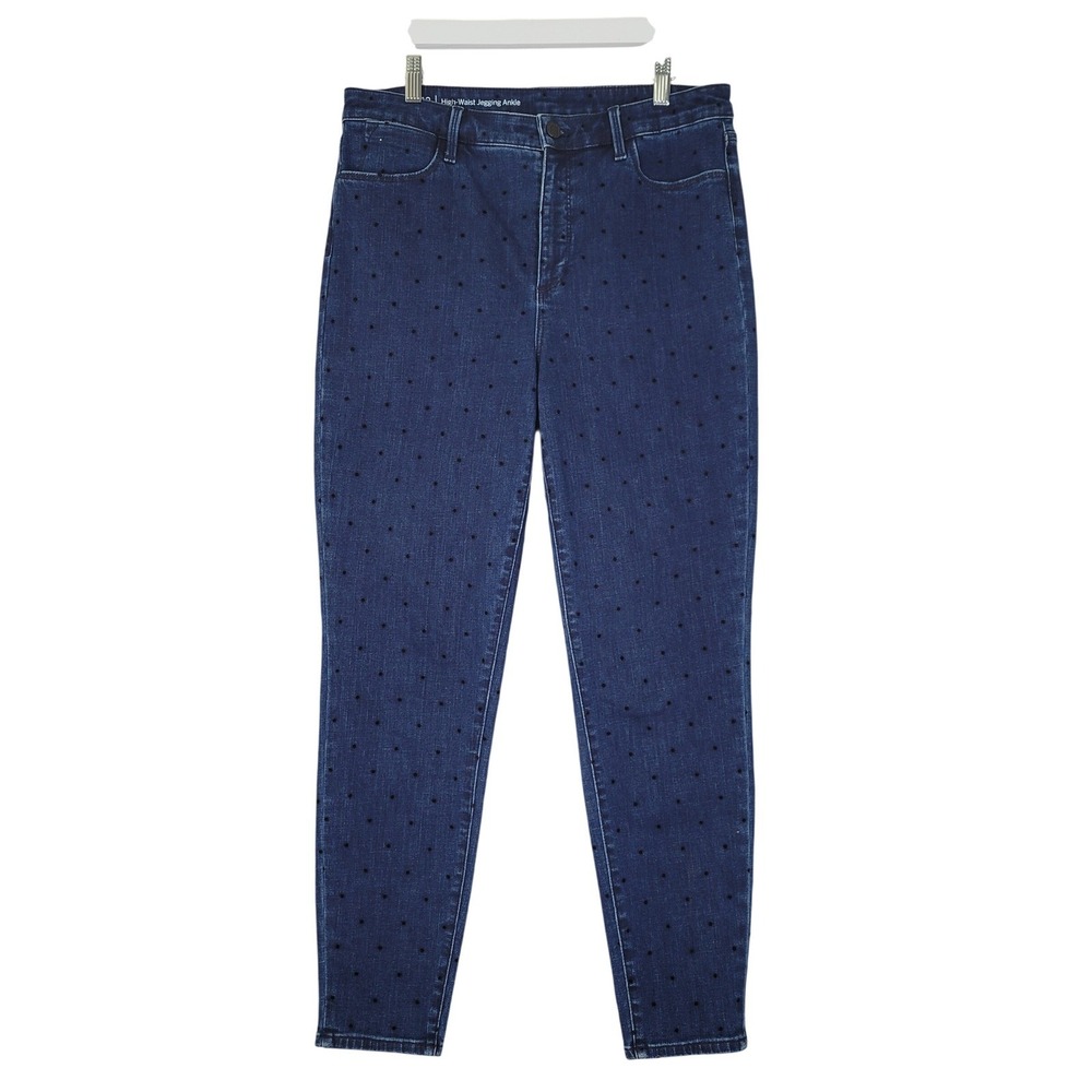 Talbots High-Waist Jegging Ankle Jeans Women 12 Blue Polka Dot Texture Denim
